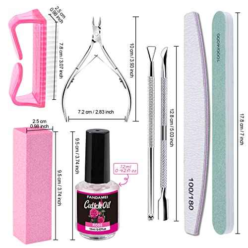 FANDAMEI Nail Files and Buffers, Manicure Tools Nail Care Kit with Nail File, Nail Buffer Block, Cuticle Care for Women with Nippers, Pusher Peeler. Cuticle Oil and Nail Prep Kit.