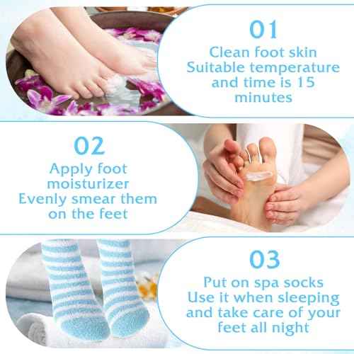 3Pairs Aloe Socks Moisturizing Spa Socks for Dry Cracked Feet Infused Socks Gel Sleeping Fuzzy Socks Lotion Socks Gift for Women Softening Dry Feet, Pink&blue&green