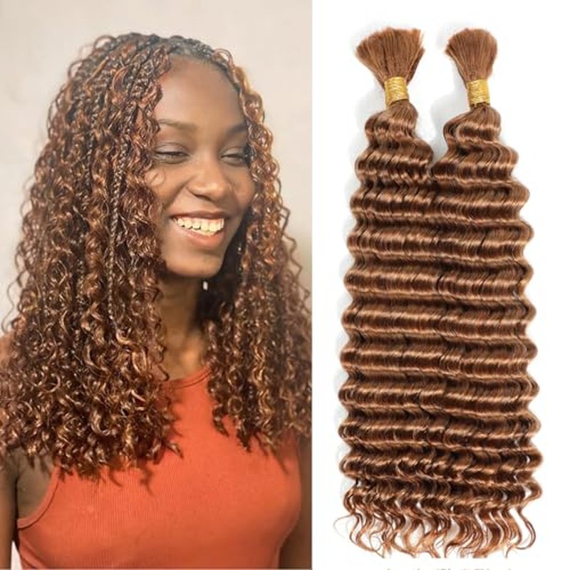 Urbeauty Human Braiding Hair for Bob Braids, Deep Wave Bohemian Hair for Braiding, 14 in Bulk Knotless Boho Locs, Boho Twist, Gypsy, Goddess, Curly, Micro, No Weft #30