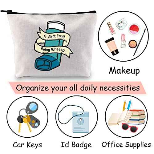 JXGZSO Asthma inhaler Bag It Ain't Easy Being Wheezy Organization Bag Respiratory Therapist Gifts