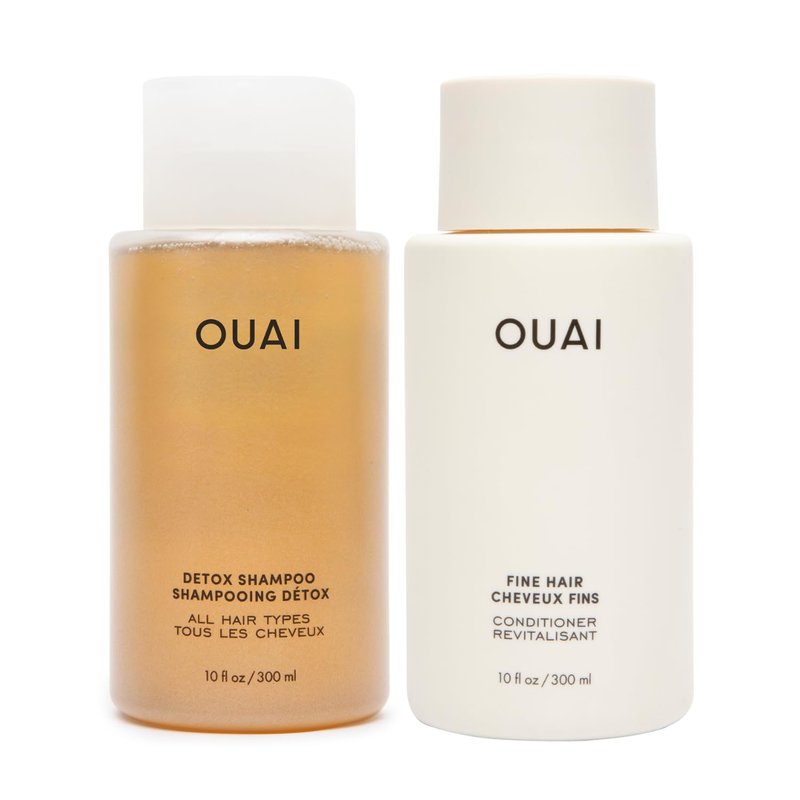 OUAI Detox Shampoo & Fine Hair Conditioner Bundle - Clarifying & Volumizing Duo for Build-Up & Fine Hair | 2 Count