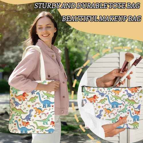 Dog Dinosaur Whale Shark Butterfly Mushroom Chicken Corgi Cat Gifts Canvas Tote Bag Makeup Bag for Women Birthday