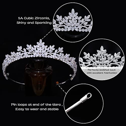 Jorsnovs Sparkly Small Zircon Wedding Crowns and Tiaras for Women Handmade Cubic Zirconia Princess Headpieces Sweet 16 Birthday Headdress