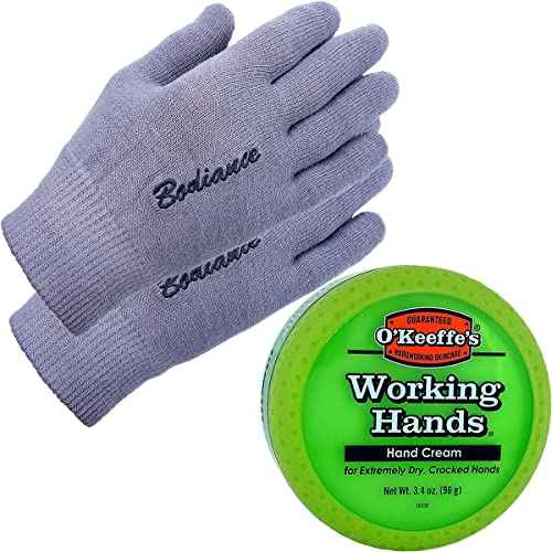 O'Keeffe's Working Hands Cream & Gloves Bundle: Unscented, Non-Greasy 3.2 oz. Cream, Gel Moisturizing Gloves (1 pair, Gray)