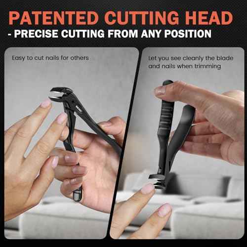 BEZOX Toenail Clippers for Seniors ? Upgraded Long Handled Curved Head Toe Nail Clippers for Thick Nails for Elderly - Black