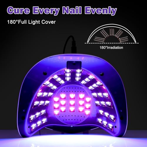 268W UV LED Light Lamp Nail Dryer for Gel Polish with 57 pcs Dual Light Beads 4 Timer Setting and Automatic Sensor (White)
