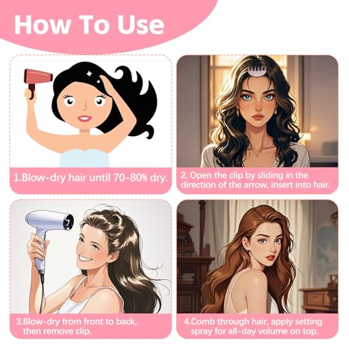 2PCS Volumizing Hair Clips for Women, Hair Volume Clip Styling Tools Volumizing Comb for Fluffy Bangs Clips for Root Lift, Root Booster Clips, Pink