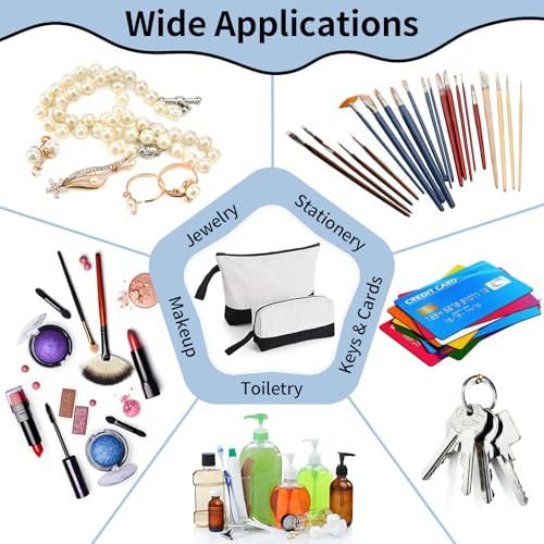 20 Pcs Canvas Makeup Bag with Bottom, 12oz Cotton Cosmetic Bag Set Bulk Multi-Purpose DIY Heat Transfer Makeup Bags with Black Zipper for Bridesmaid Makeup Bag Travel Toiletry Pouch Storage, Halloween