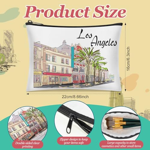 Reginary 12 Pcs Los Angeles Souvenirs Canvas Cosmetic Bag Watercolor Los Angeles City Souvenir Gift Women Travel Gifts Grocery Christmas Party Favors