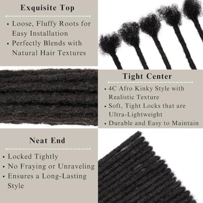 0.2-0.8cm Locs 8-18 I nch 20 Strands 100% Real Human Hair Dreadlock Extensions for Man/Women Permanent Loc Extensions Bundles Can Be Dyed Bleached Curled & Twisted (0.8CM, 1B, 16 INCH)