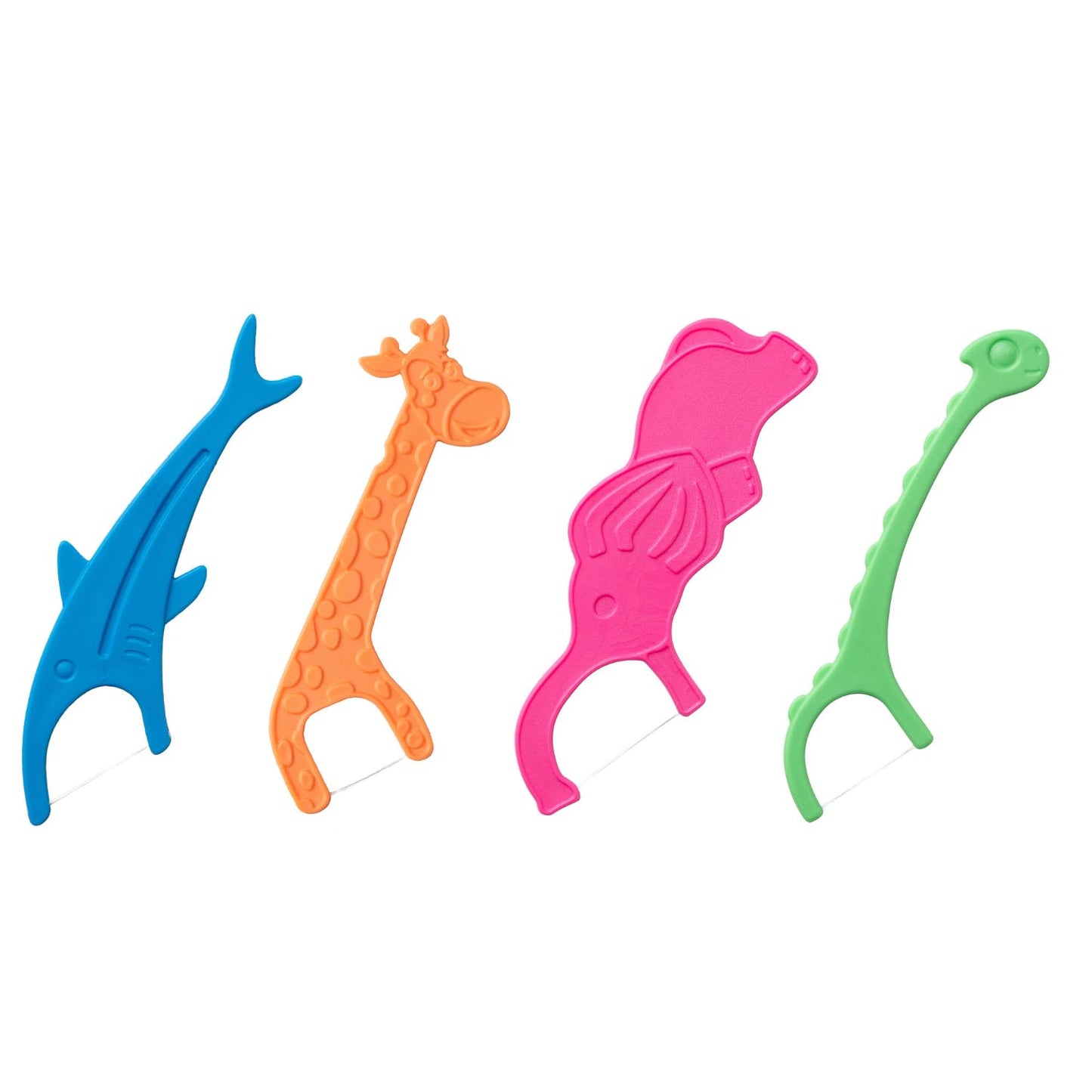 Biodegradable Kids Flossers -200 Pack, Natural Kids Floss Picks, Fluoride Free, Biodegradable Floss Pick, Organic Animal Dental Floss Picks, Dental Floss Sticks - 4 Fun Animal Designs