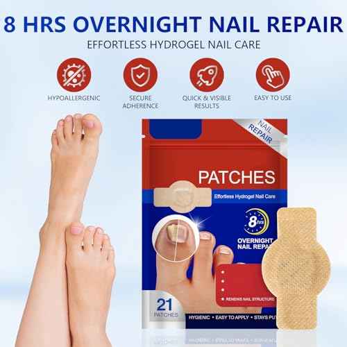 Toenail Repair Extra Strength,Nail Patches 21 PCS, Overnight Nail Fast Acting Repair Effortless Hydrogel Nail Care for Men and Women