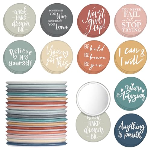 Kigley 30 Pcs Inspirational Compact Mirror Bulk for Women Christmas Employee Appreciation Gifts 2.76 Inches Small Portable Purse Pocket Mirror for Nurse Medical Assistant Rad Tech