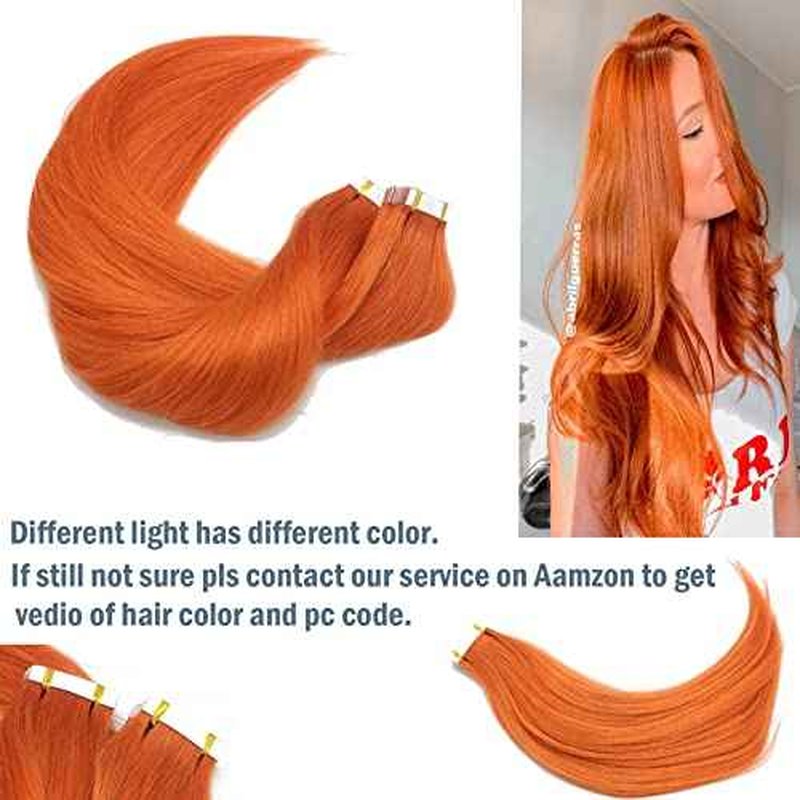 Orange Hair Tape In Hair Extensions 50g Per Pack 16inch Human Hair Tape In