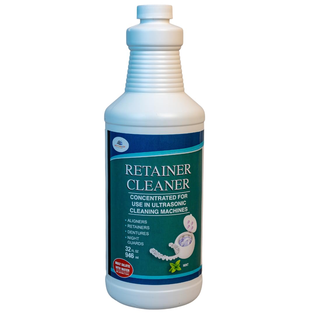 Ultrasonic Retainer Cleaner Solution Concentrate - Ultrasonic Denture Cleaner for Ultrasonic Machines - Cleans Mouthguards, Invisalign, and Nightguards - Updated Formula (Mint) (32 Ounces)