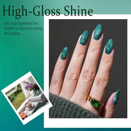 AZUREBEAUTY St. Patrick's Evergreen Dip Powder Nail Kit, 6 Colors Glitter Green Sparkle Forest Dark,Dipping Powder Color French Nail Art Manicure DIY Salon Gifts for Women, No Need Nail Lamp Cured