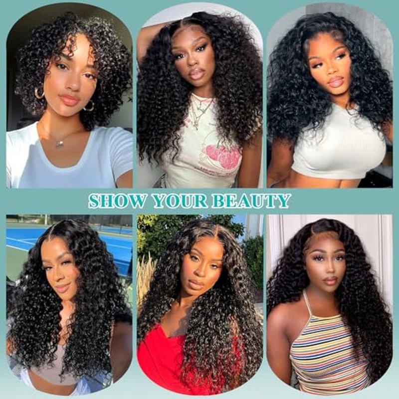 Liang Dian Curly Bundles Human Hair 12 12 14 14 Inch Kinkycurly Bundles Human Hair for Black Women 100% Unprocessed 12A Brazilian Virgin Hair Quick Weave Extensions Natural Black