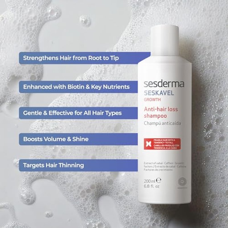 Sesderma SESKAVEL Strengthening Hair Shampoo for Thinning and Fragile Hair 6.8 fl. Oz