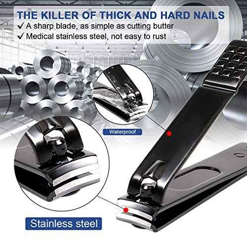 Manicure Pedicure Kit Nail Clippers Set Fingernails & Toenails Vibrissac Scissor 5 Pieces Best Care Tools for Man & Women with Travel Case (Gray/Black_A) (Gray/Black_A)