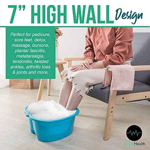 Foot Soaking Bath Basin ? Large Size for Soaking Feet | Pedicure and Massager Tub for at Home Spa Treatment | Callus, Fungus, Dead Skin Remover, Blue