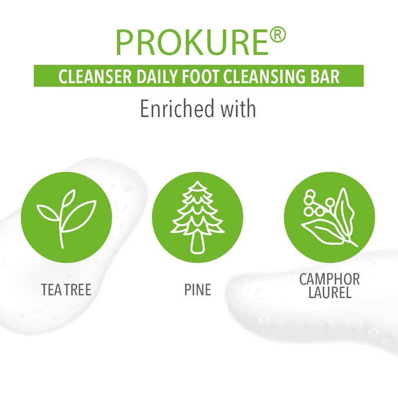 PROKURE Foot Cleanser Bar for Dry, Cracked Feet – Exfoliates & Softens Calluses with Tea Tree Oil, Urea, Aloe Vera & Camphor | Hydrating, Paraben-Free, Dermatologist-Tested | Made in USA | 3 oz