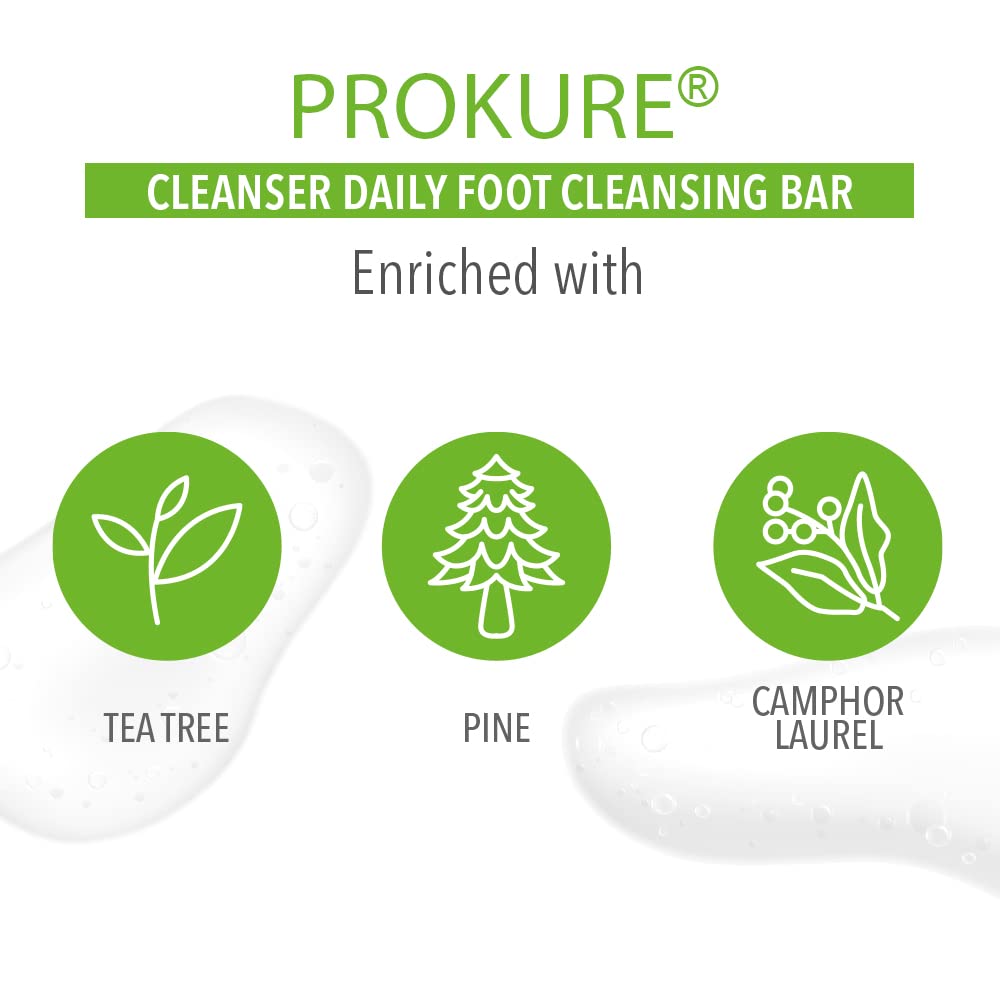 PROKURE Foot Cleanser Bar for Dry, Cracked Feet – Exfoliates & Softens Calluses with Tea Tree Oil, Urea, Aloe Vera & Camphor | Hydrating, Paraben-Free, Dermatologist-Tested | Made in USA | 3 oz