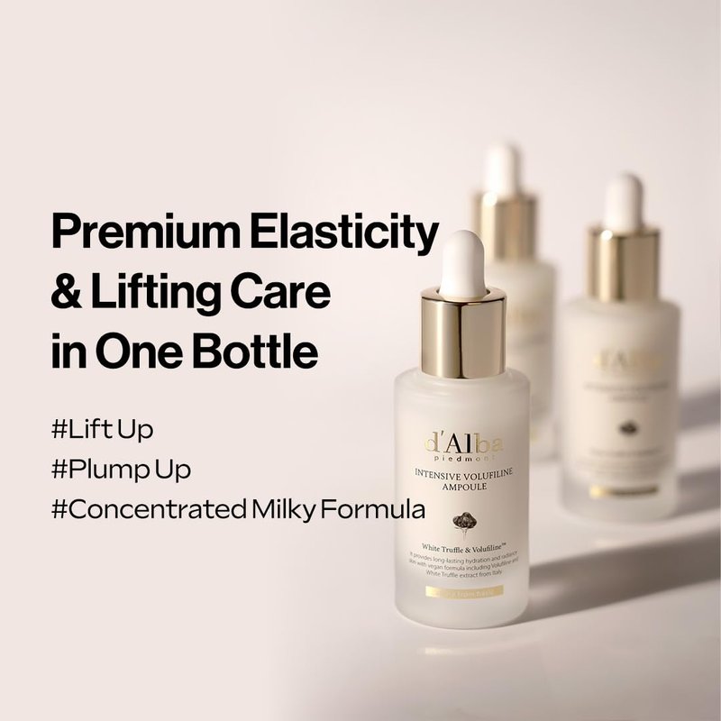 d'alba Piedmont White Truffle Intensive Volufiline Ampoule (1.01 Fl. Oz), Milky Serum, Skin Firming, Volufiline 50,000ppm, elasticity care and nourishment, Korean Skin Care