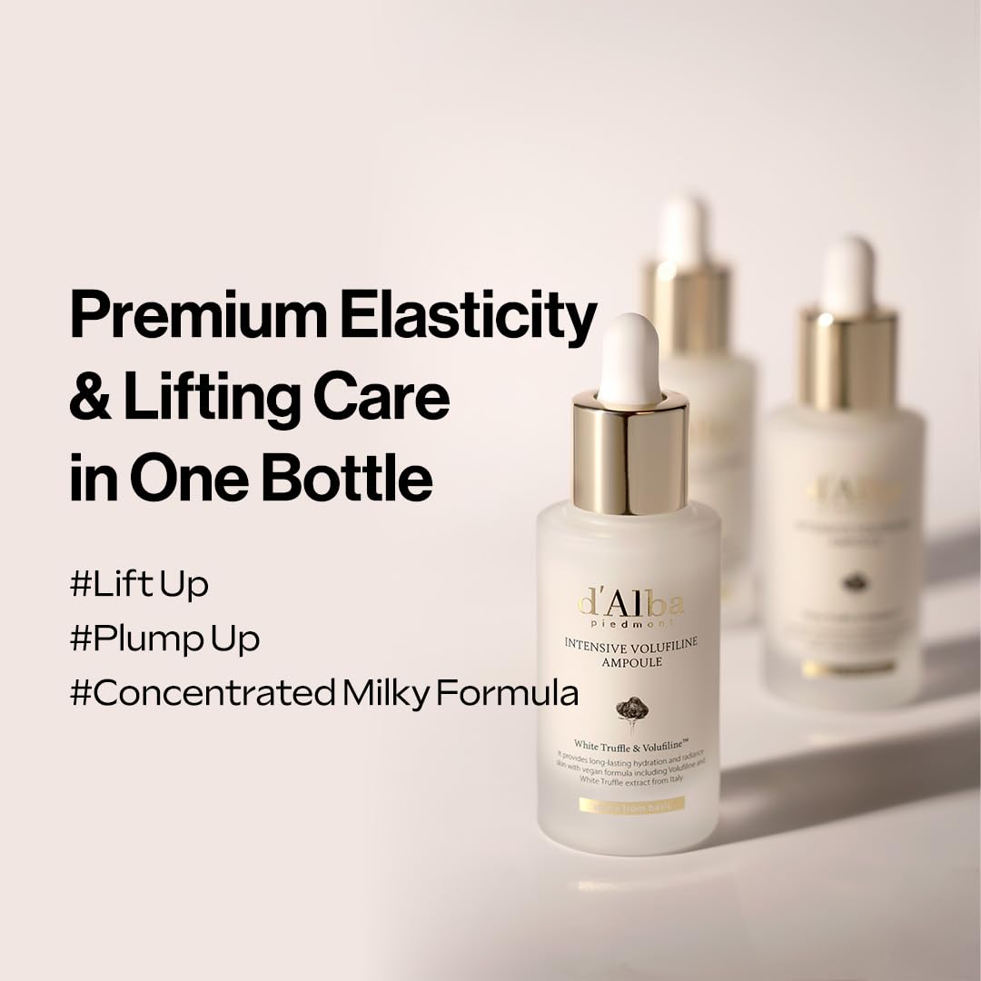 d'alba Piedmont White Truffle Intensive Volufiline Ampoule (1.01 Fl. Oz), Milky Serum, Skin Firming, Volufiline 50,000ppm, elasticity care and nourishment, Korean Skin Care