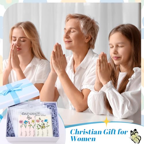 Wesiti 50 Pcs Rainbow Cosmetic Bag Inspirational Gift Motivational Quotes Christian Makeup Bag Bulk Waterproof Zipper Pouch for Women Girl Teacher Christmas Gift(God Says You Are)