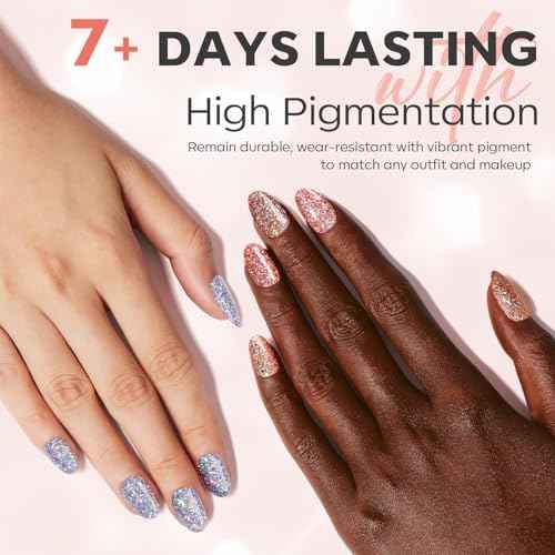 modelones Glitter Nail Polish 6 Colors Holographic Sparkle Glitter Mini Set Flash Diamond Black Silver Gold Quick Dry Manicure Diy Nail Art Salon Gift For Women Girl