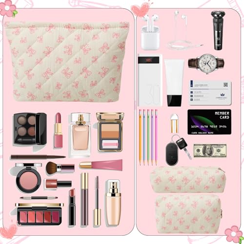 LYDZTION Makeup Bag Cosmetic Bag for Women,1Pcs Large Capacity Makeup Bags and 1Pcs Pencil Case Makeup Brushes Storage Bag Travel Toiletry Bag Organizer