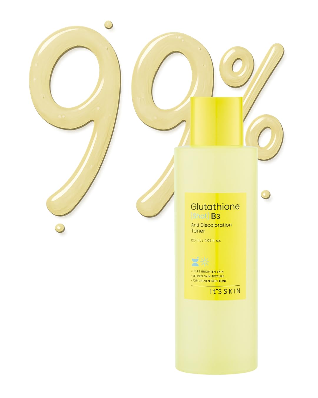 It'S SKIN Glutathione Shot B3 Toner 4.05 Fl Oz, 99% Pure Glutathione, Deep Hydration & Skin Texture Care, Fast-Absorbing for Daily Toner, Korean Skincare