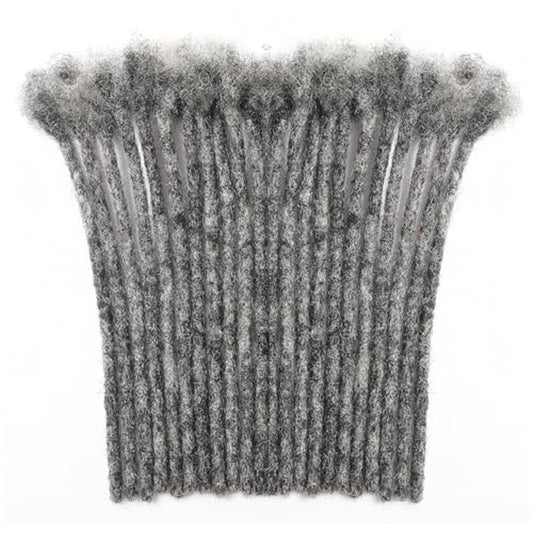 Salt and Pepper Loc Extensions Human Hair 0.6cm 8 Inch 30 Strands Nature Grey and Black Dreadlock Extensions Real Human hair for Women/Men/Kids Full Handmade Permanent Butterfly Gray locs