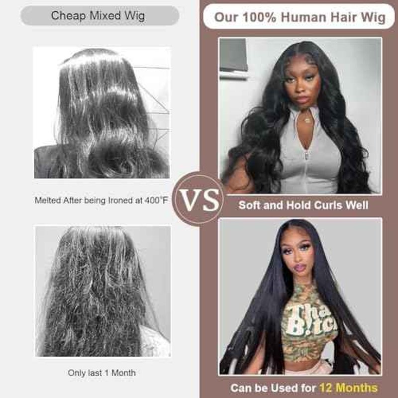 28 Inch 13x6 Lace Front Wigs Human Hair 200 Density HD Full Frontal Straight Lace Front Real Human Hair Wigs Pre Plucked for Women Tiny Knots No Tangle Minimal Shedding Longer Lifespan