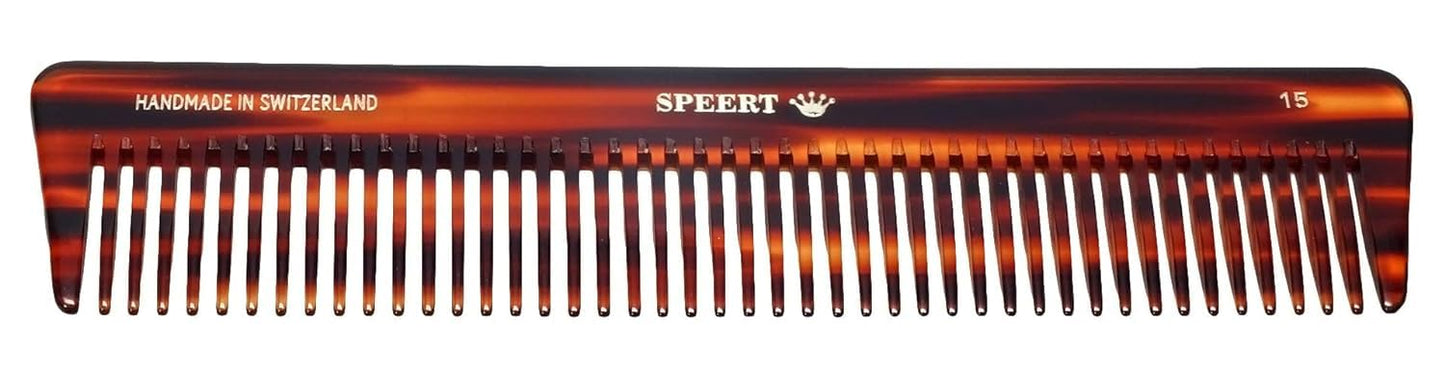 Speert #15 Handmade Wide Tooth Comb Tortoise Havana Acetate Thick Coarse Curly Detangling Parting Grooming Teasing Hair Styling Hairdresser Barber Hairdressing Wet Dry Pocket Travel Women Men Kids