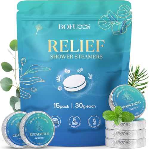 Shower Steamers Aromatherapy, Birthday Gifts for Men Teen, Stocking Stuffers White Elephant Christmas Gift for Adults, Natural Essential Oils Bath Bombs Relaxation SPA ? 15 Tablets