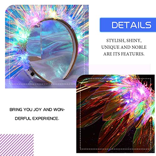 JONKY Light Up Crown Led Birthday Headband Glow Rave Costume Headpiece for Women
