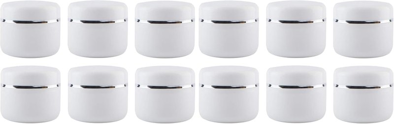 8 Oz Cosmetic Jars - 6 Pack White Plastic Containers with Liners & Dome Lids for Creams, Balms, & Lotions