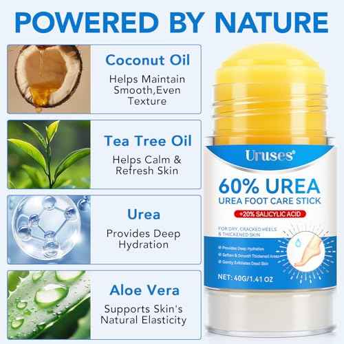 Urea Cream 60% plus Salicylic Acid 2% Urea Foot Care Stick, Foot Cream for Foot Callus Remover, Feet Moisturizer Stick for Dry Cracked Heels, Hands, Knees, Hydrating Heel Balm, Easy To Use
