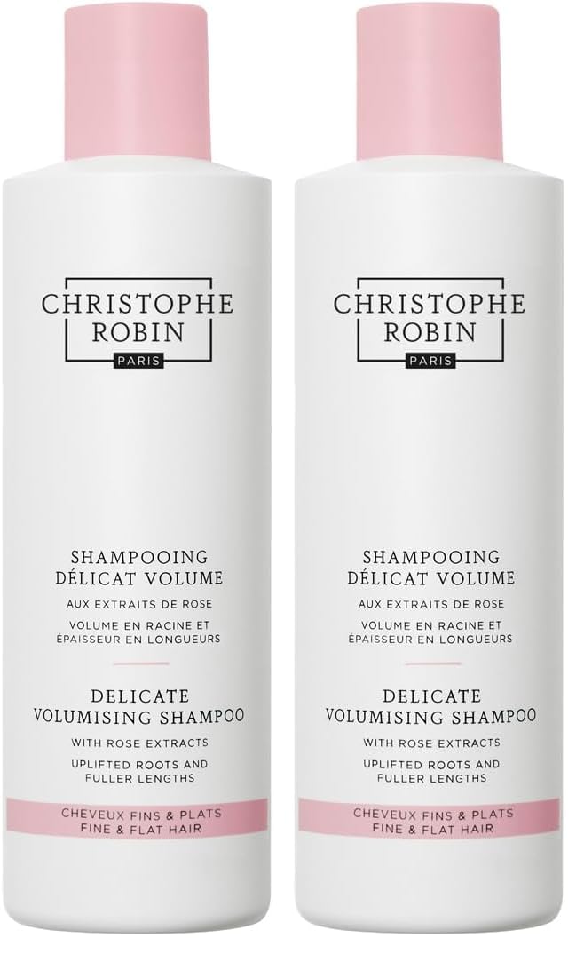 Christophe Robin Delicate Volumizing Shampoo with Rose Extracts for Thin, Fine, and Flat Hair 8.4 fl. oz (Pack of 2)