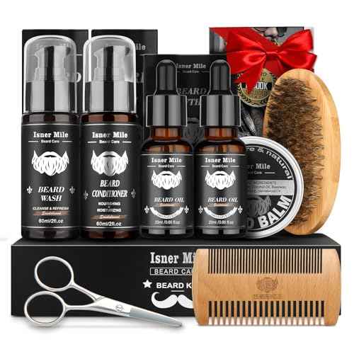 Beard Kit for Men Grooming & Care: with 2 Pack Beard Oils and Balm - Wash & Conditioner for After Shave Lotions Sandalwood, Brush and Comb Sets with Scissors, Valentines Fathers Gifts for Dad/Men/Him