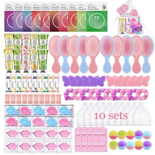 VESPRO 110PCS Spa Party Supplies for Girls Spa Party Favors Include Face Masks Skincare,Hand Cream,Lip Balm,Eye Patches,Lip Mask,mini Hair Brush, Stocking Stuffers for teen Girls£¬Sleepover Party gifts