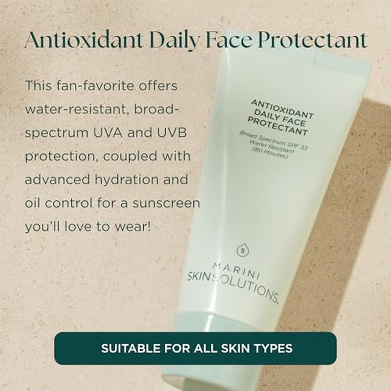 Antioxidant Daily Face Protectant - Broad-Spectrum SPF 33 Sunscreen - Water Resistant (80 Minutes) - Cruelty Free - Made in the USA - 2 oz