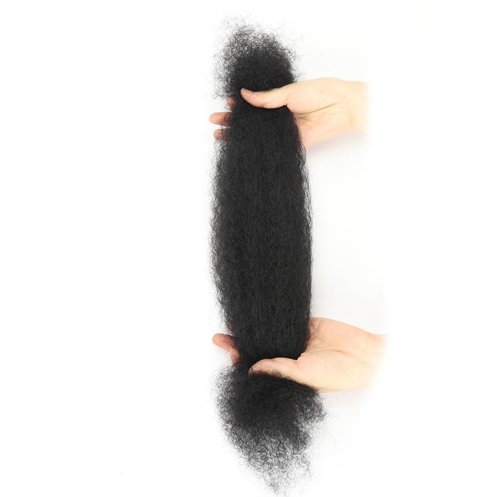 Afro Kinky Bulk Human Hair Extensions - 50g Braiding Hair for Twists, Locs & Dreadlocks | 22" | Color 1B