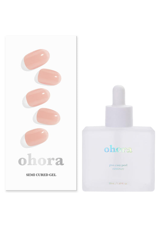 ohora Semi Cured Gel Nail Set of 2 (N Spring 001 & Pro Easy Peel Remover) - Professional Salon-Quality Nail Care