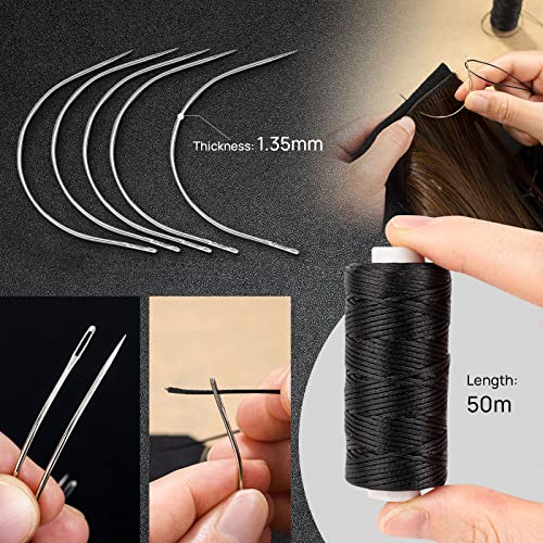 NEWISHTOOL Hair Extension Tool Kit - Silicone Micro Beads, Stainless Steel Beads Plier, Metal Bead Threader and Needle Pulling Hook for Beading Hair Extensions, Girls Cosplay Party Hair Styling Tool