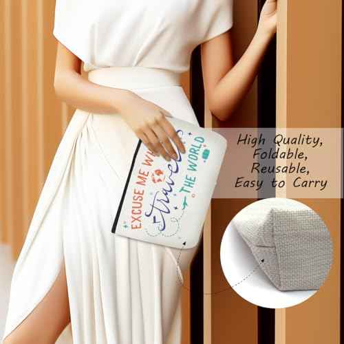 4 pcs Funny Travel Gifts for Women Makeup Bag Travel Essentials Cosmetic Bag Traveling Toiletry Bags Flight Vacation Gifts for Bestie Mom Sister Girls Trip Birthday Graduation Friendship Christmas