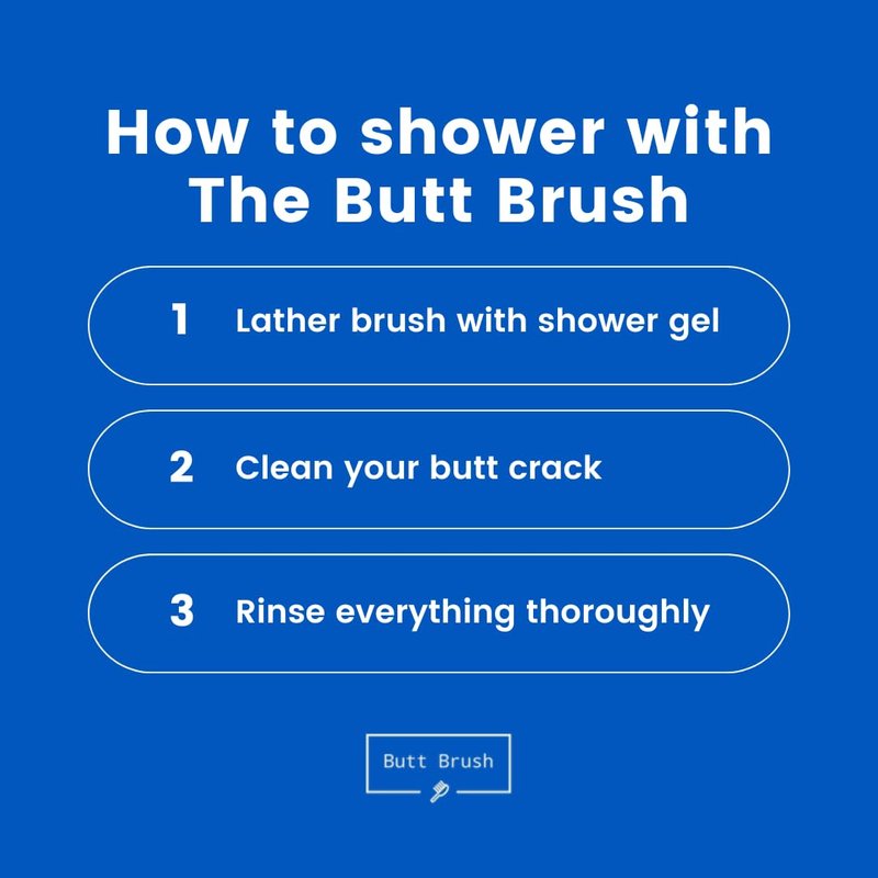 The Butt Brush - Dedicated Shower Brush - Best Bidet Alternative - Long Ergonomic Handle - April 2026 Edition - Prevents Germ Spread - Gift Box Included
