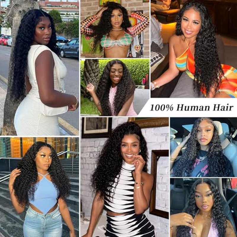 13x6 Deep Wave Lace Front Wigs Human Hair for Women HD Transparent Deep Curly Lace Frontal Wigs Human Hair Pre Plucked Natural color£¨12 Inch)