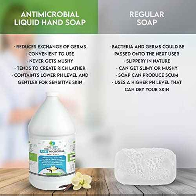 Antimicrobial Liquid Hand Soap (4 x 1 US Gallon) - Antibacterial Soap Refill - Hand Soap Refill Bottle - Cruelty Free Moisturizing Soap, Sweet Vanilla